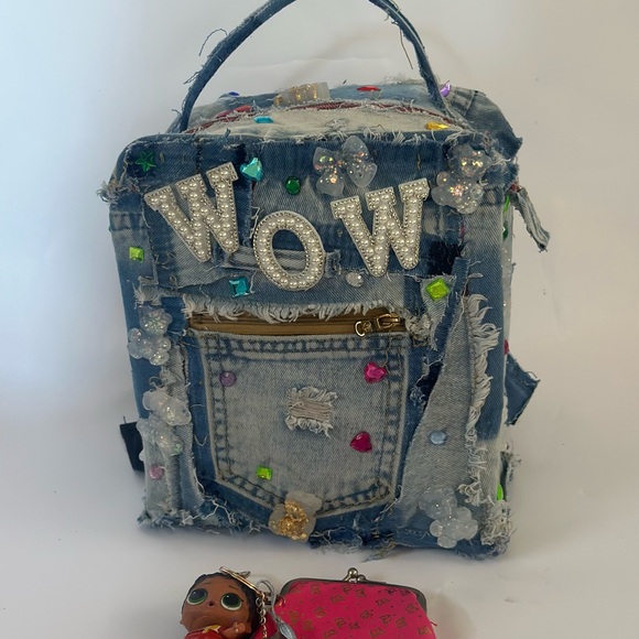 Embellished Denim Backpack - Picture 2 of 8